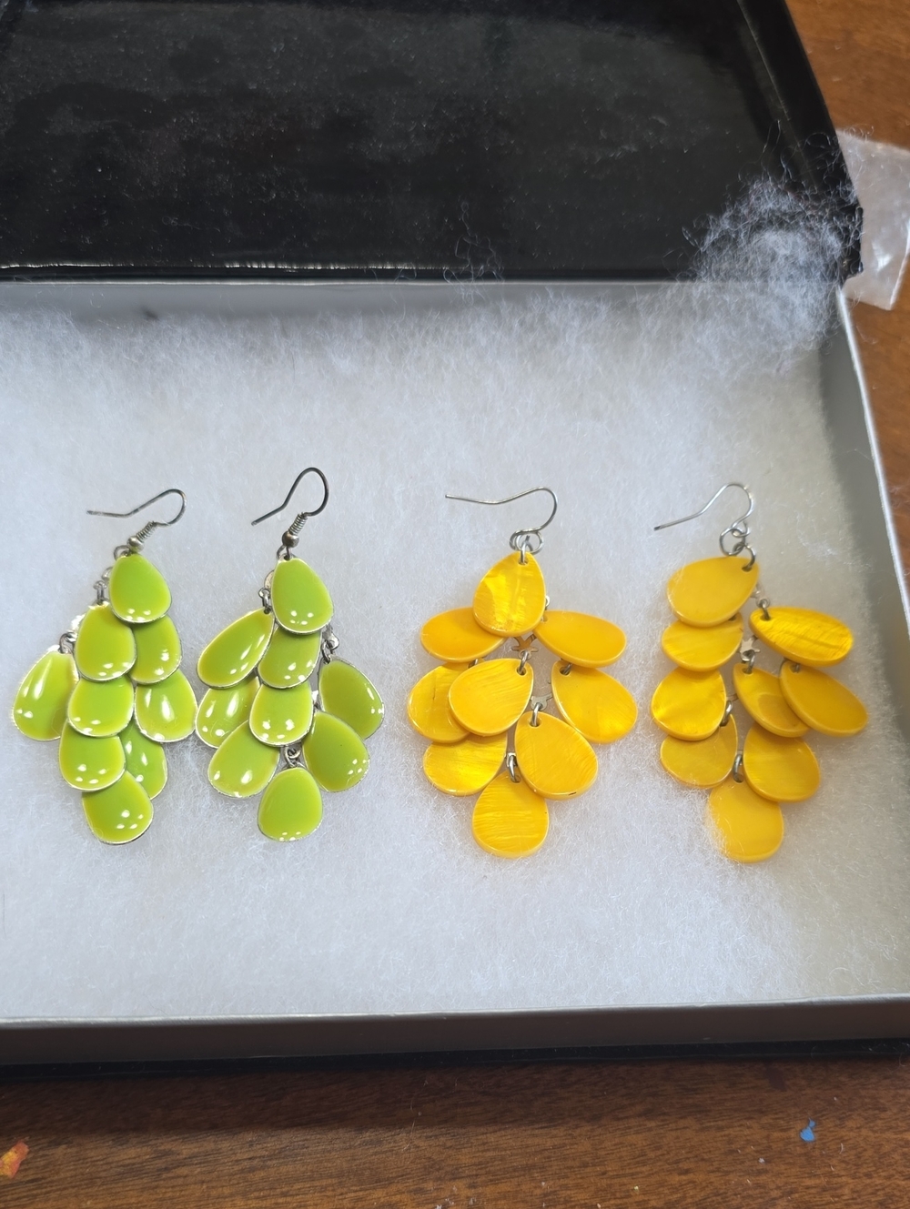 Yellow and Lime Teardrop Cascade Earrings - Women Jewelry